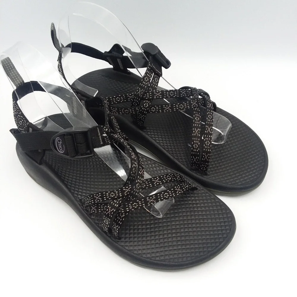 Chaco‎ ZX/1 EcoTread Sandals Kids' 6 Black White Sport Sandal Adjustable Straps